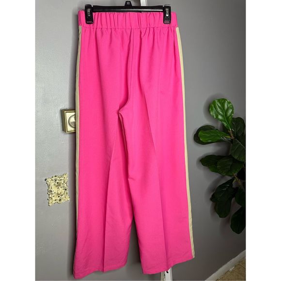 ASOS New Without Tag elastic waist side stripe pants in pink with stone stripe s - Picture 3 of 6